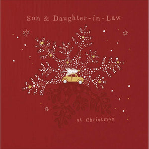 Woodmansterne Son & Daughter-In-Law Snowy Trip Christmas Card