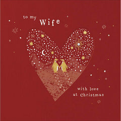 Woodmansterne Wife 2 Penguins Inside A Heart Christmas Card