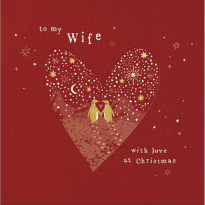 Woodmansterne Wife 2 Penguins Inside A Heart Christmas Card