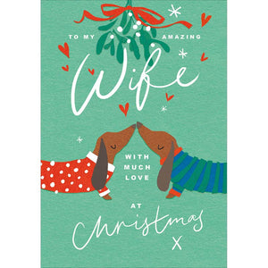 Woodmansterne Wife Dogs Under The Mistletoe Christmas Card