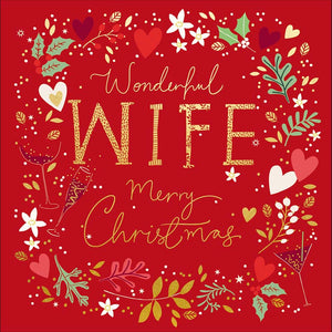 Woodmansterne Wife Sparkle Wreath Christmas Card