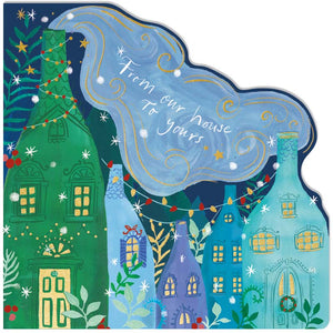 Woodmansterne Wine Bottle Houses Christmas Card