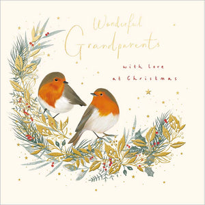 Woodmansterne Wonderful Grandparents Robins Christmas Card
