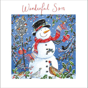 Woodmansterne Wonderful Son Snowman & Friends Christmas Card