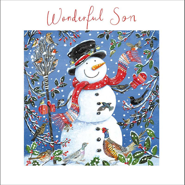 Woodmansterne Wonderful Son Snowman & Friends Christmas Card