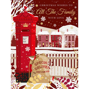Words N Wishes All The Family Red Postbox Christmas Card