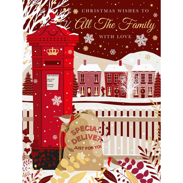 Words N Wishes All The Family Red Postbox Christmas Card