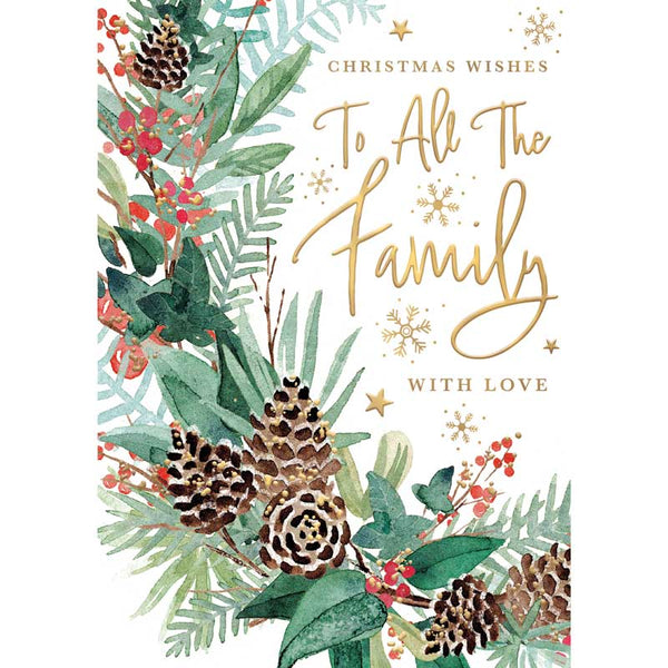 Words N Wishes All The Family Wreath Christmas Card