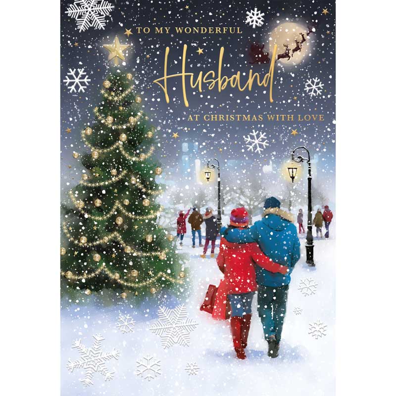 Words N Wishes Husband Snowy Walk Christmas Card