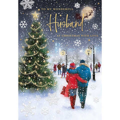 Words N Wishes Husband Snowy Walk Christmas Card