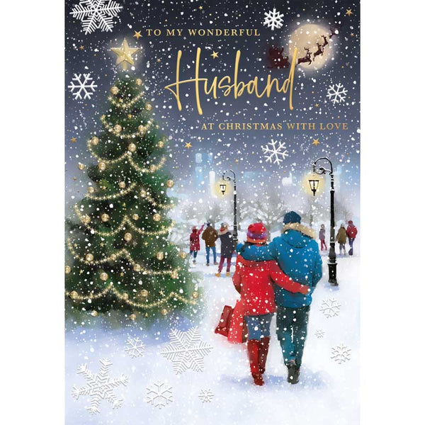 Words N Wishes Husband Snowy Walk Christmas Card