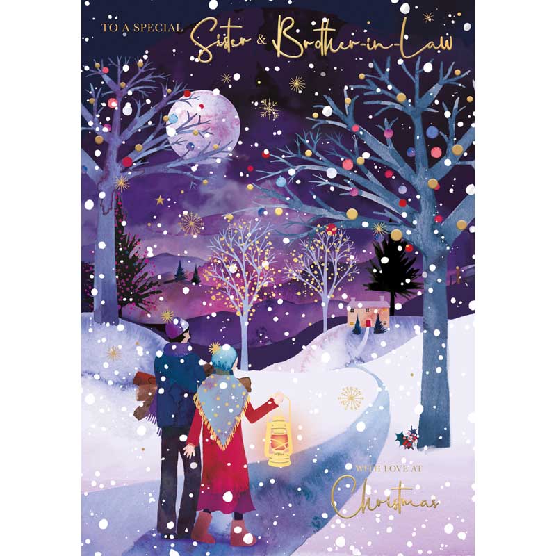 Words N Wishes Sister & Brother-In-Law Nightime Walk Christmas Card