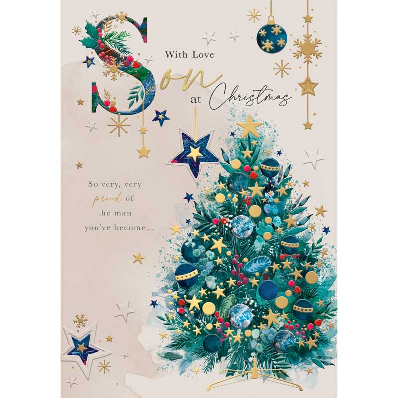 Words N Wishes Son Starry Tree Christmas Card
