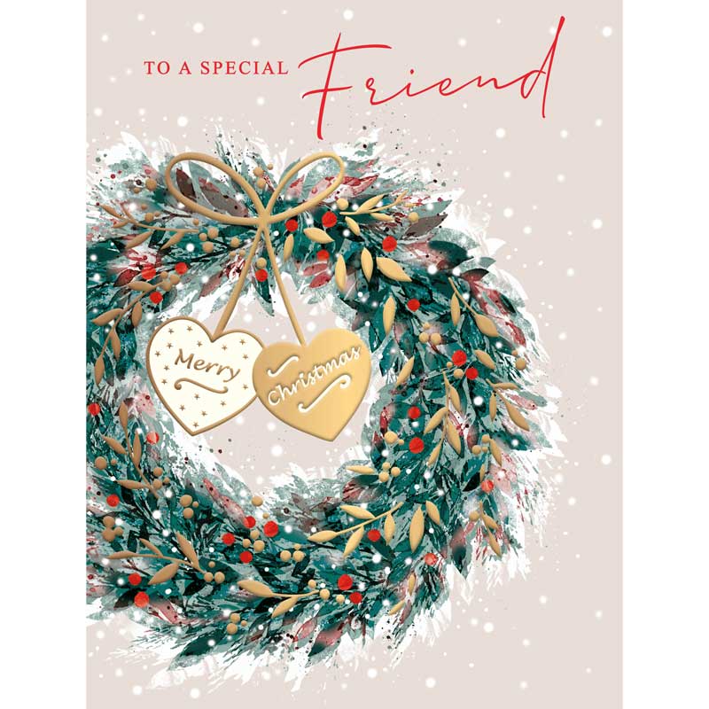 Words N Wishes Special Friend Wreath Christmas Card
