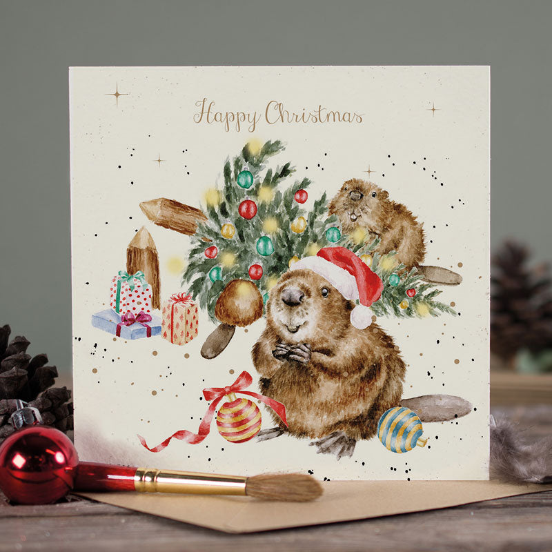 Wrendale Designs Underneath The Christmas Tree Christmas Card