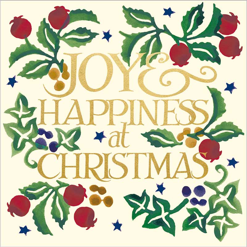 Emma Bridgewater Xmas Joy & Happiness Luxury Foiled Christmas Cards (Pack of 8)