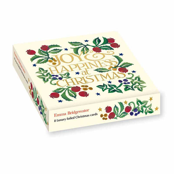 Emma Bridgewater Xmas Joy & Happiness Luxury Foiled Christmas Cards (Pack of 8)