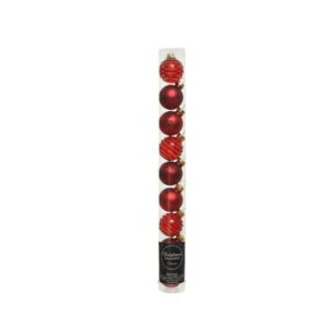 Decoris Shatterproof Baubles in Red (Pack of 9)