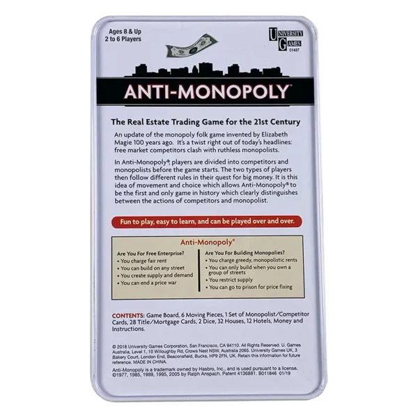 Anti-Monopoly tin back