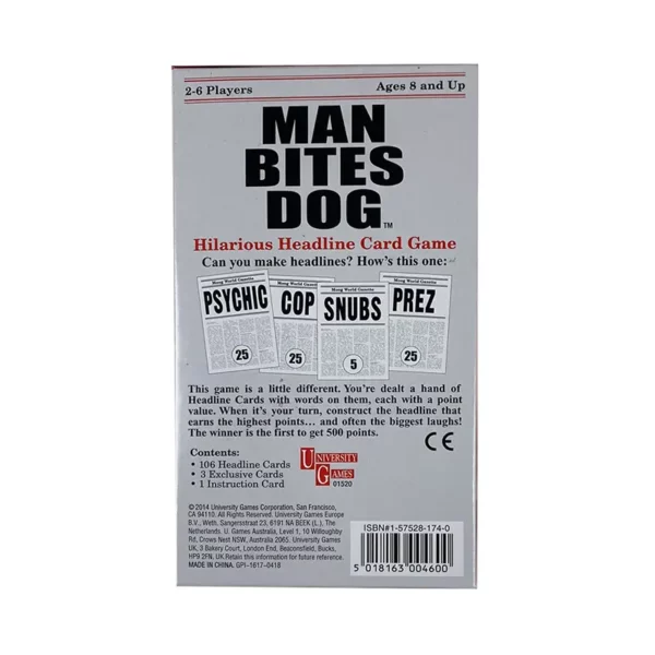 Man Bites Dog Travel Card Game back