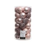 Decoris Shatterproof Bauble Mix in Blush Pink (Pack of 37)