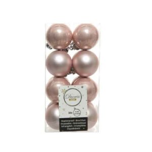 Decoris Shatterproof Baubles in Blush Pink (Pack of 16)