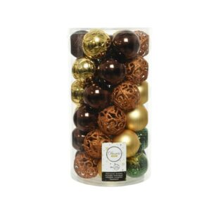 Decoris Shatterproof Baubles in Woodland Colours (Pack of 37)