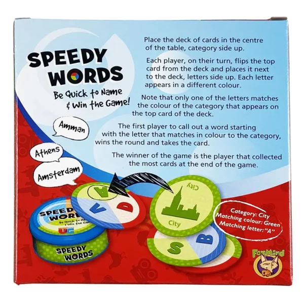Speedy Words Family Game back