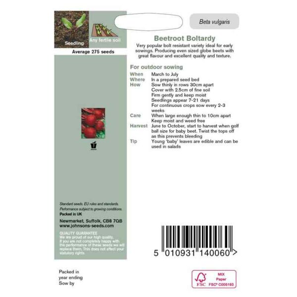 Johnsons Beetroot Boltardy Seeds detail