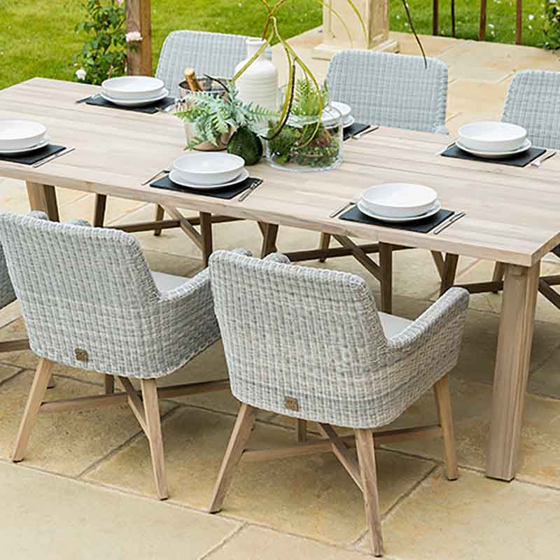 4so Derby Dining Set With 8 Lisboa, Wooden Outdoor Dining Chairs Uk