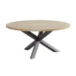 4 Seasons Outdoor Louvre Round Dining Teak Table with Anthracite Legs