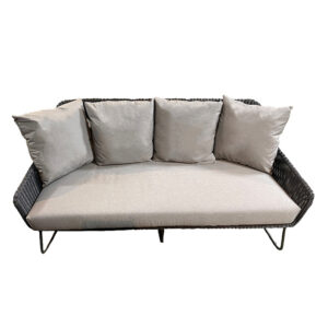4 Seasons Outdoor Avila Living Bench in Polyloom Anthracite with cushions