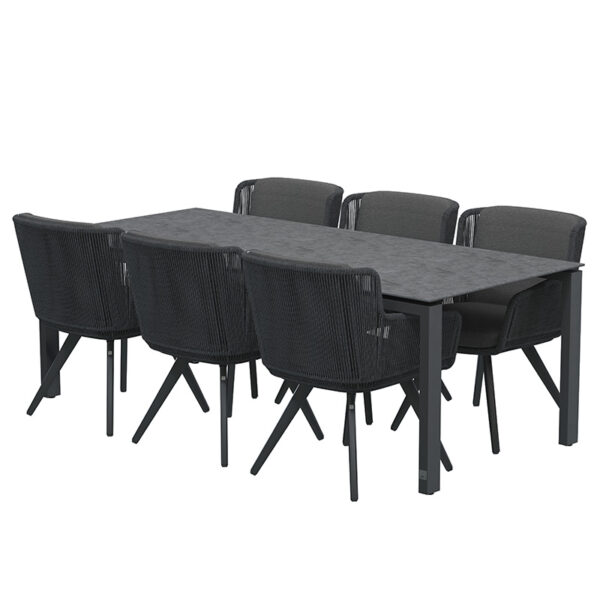 4SO Flores 6 Seat Dining Set with Goa Table