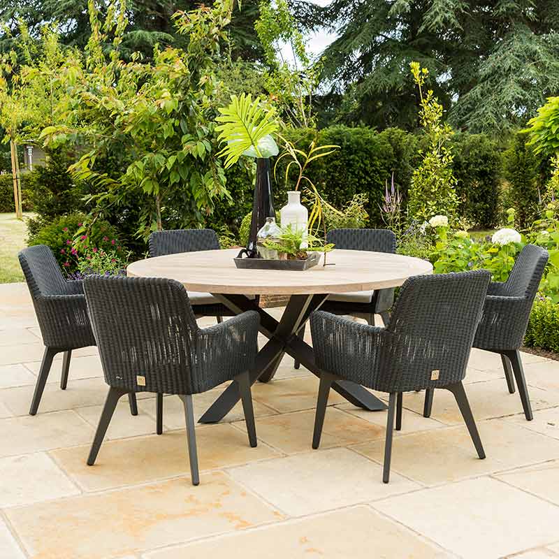 formaat keuken kop 4 Seasons Outdoor Lisboa 6 Seat Garden Dining Set With Louvre Table