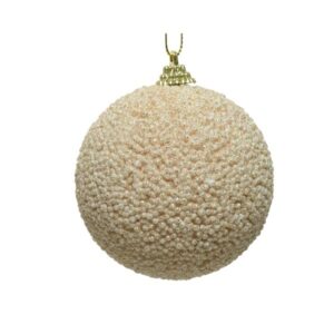 Decoris Foam Bauble with Glitter Beads in Pearl