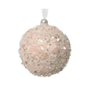 Decoris Foam Bauble with Sequins in Blush Pink