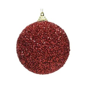 Decoris Foam Bauble with Glitter Beads in Red