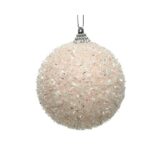Decoris Foam Bauble with Tinsel in Blush Pink