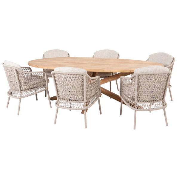 4 Seasons Outdoor Puccini 6 Seat Dining Set with Prado Ellipse Table