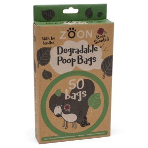 50 Loose Rose Scented Degradable Poop Bags with Tie Handles by Zoon