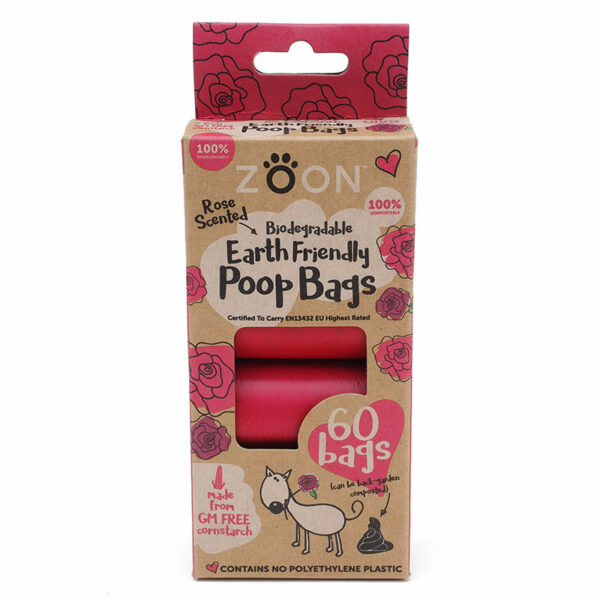 60 Zoon Rose Scented Biodegradable Poop Bags