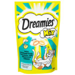 60g pack of Dreamies™ with Scrumptious Salmon and Delicious Cheese