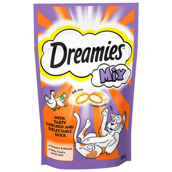 60g pack of Dreamies™ with Tasty Chicken and Delectable Duck