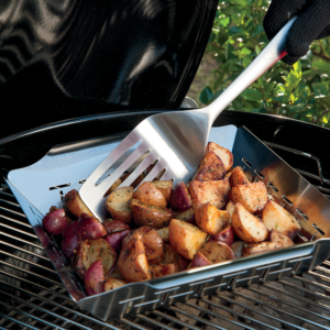 Never lose food in the grate with the Weber Deluxe Grilling Basket - Square (Stainless Steel)