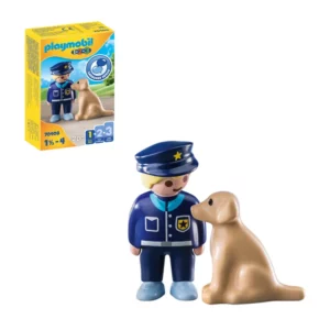 PLAYMOBIL 1.2.3 Police Officer with Dog For 18+ Months