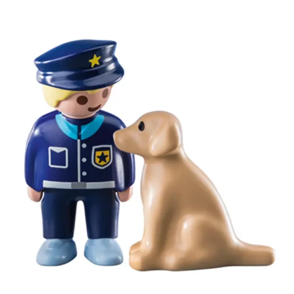 PLAYMOBIL 1.2.3 Police Officer with Dog For 18+ Months contents