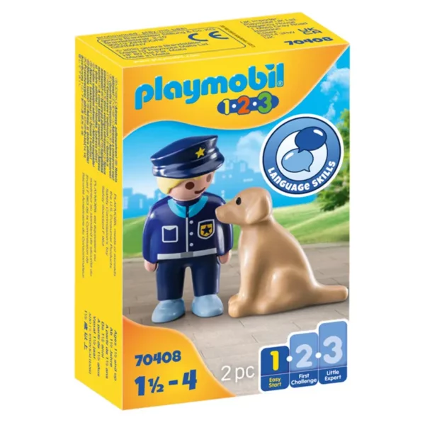 PLAYMOBIL 1.2.3 Police Officer with Dog For 18+ Months packshot