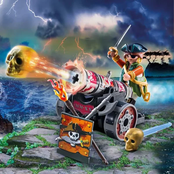 PLAYMOBIL Pirate with Skull Cannon firing