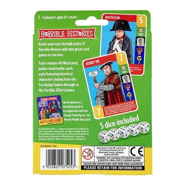 Horrible Histories Tudor Battle Card Game back