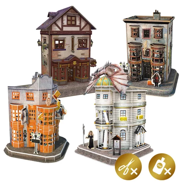Harry Potter Diagon Alley 4 in 1 Jigsaw Puzzle Set split